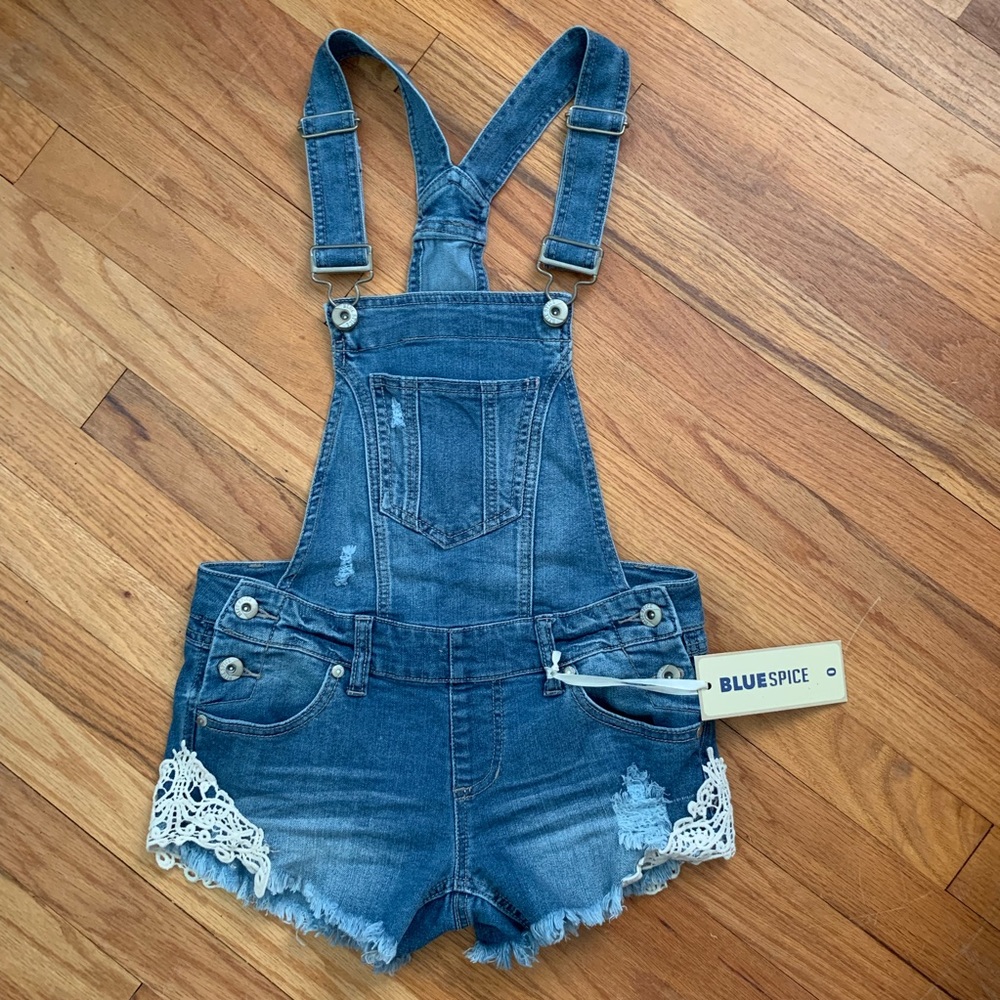 🚩SOLD🚩 Boho Distressed Shorts Overalls - Picture 4 of 7